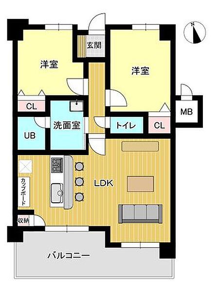 2LDK 間取り