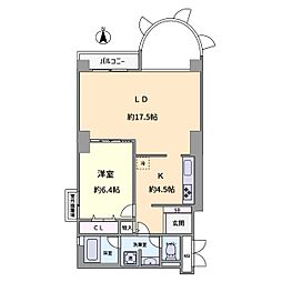 天王寺勝山グランドヒルズ 1LDKの間取図画像