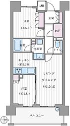 ローレルタワー南森町ル・サンク 2LDKの間取図画像