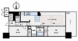 プレサンスロジェ天満橋リバーテラス 2LDKの間取図画像