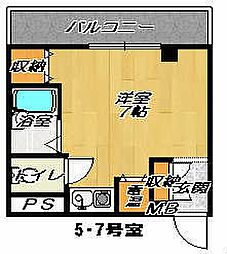 トゥ・レ・ジュー 1Kの間取図画像