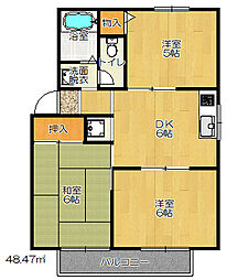 アネックス1 3DKの間取図画像