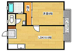 扇町ハイツ 1LDKの間取図画像
