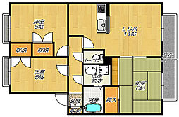 西岡ハイツ2 3LDKの間取図画像
