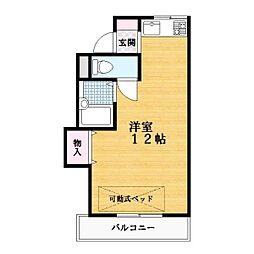 JR片町線(学研都市線) 住道駅 徒歩35分の賃貸マンション 4階ワンルームの間取り