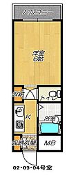 有馬パレス野崎 ワンルームの間取図画像