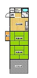 深野ハイツ 2DKの間取図画像