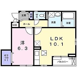 アルバソーレ 1LDKの間取図画像