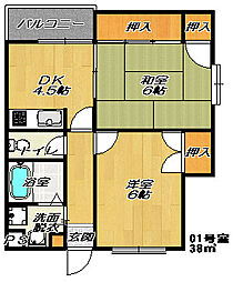 パオ21 2DKの間取図画像