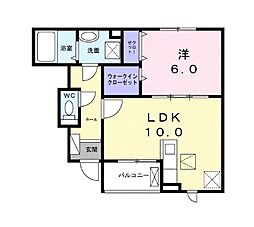 クレスト コート 1LDKの間取図画像