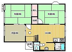 オリオンハイツB 3DKの間取図画像