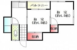 観山荘 2Kの間取図画像