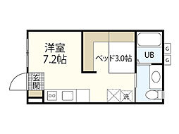 ハイドランジア草津 1階ワンルームの間取り