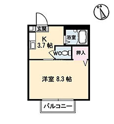 NEXT1 1階1Kの間取り