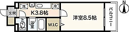 ミーニュ・カーザ 9階1Kの間取り
