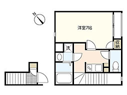 クレイノアネックス 2階1Kの間取り