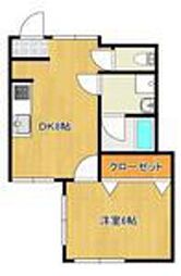 サニーテラス松川 5階1DKの間取り