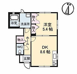 ローゼンパレス 1階1DKの間取り