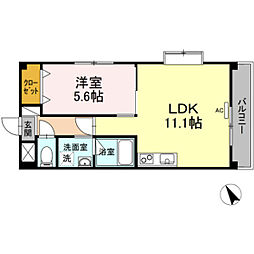 コンフォール空港通り 5階1LDKの間取り