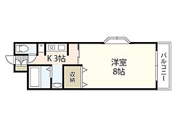 リバーサイド豊栄 1Kの間取図画像