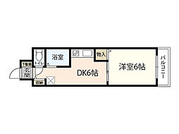 グランドール西旭町 1DKの間取図画像