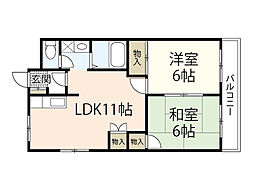 グランソレイユ2 2LDKの間取図画像