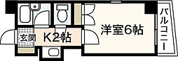 ウエストウッド2 1Kの間取図画像