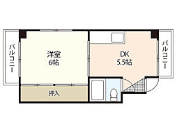 オイスタービル 1DKの間取図画像