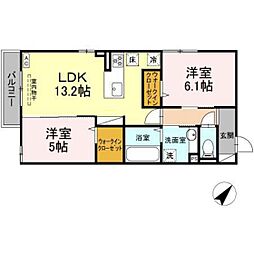 フィオーレ府中本町 2LDKの間取図画像