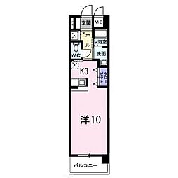 プラシードレジデンス ワンルームの間取図画像