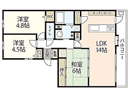 サンシティ牛田 3LDKの間取図画像