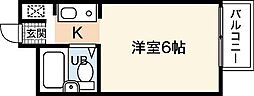 楠木サンバレー ワンルームの間取図画像