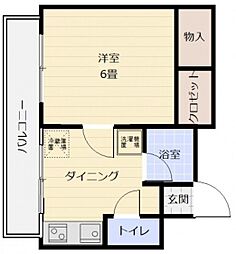 ヒルズ上幟町 1DKの間取図画像