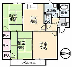 レクサス海田 3DKの間取図画像
