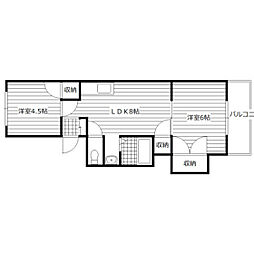 千田町コーポ角田 2DKの間取図画像