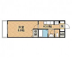 ベルジュヤノ 1Kの間取図画像