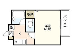 カーサみどり 1Kの間取図画像