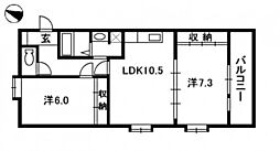 ルミエール翠町 2LDKの間取図画像