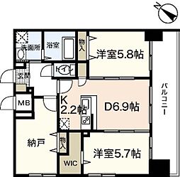 サムティレジデンス平和大通り 2SDKの間取図画像
