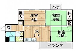 上野ビル 3DKの間取図画像