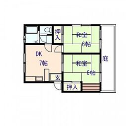山我ビル 2DKの間取図画像