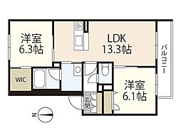 ブリリアントコート 2LDKの間取図画像