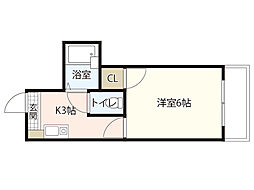 ロイヤルメゾン古江 1Kの間取図画像