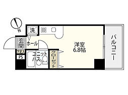 ダイアパレス皆実町弐番館 ワンルームの間取図画像