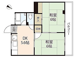 野崎ビル 2DKの間取図画像