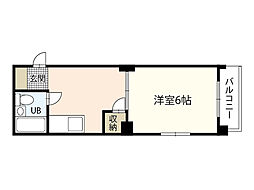 ハイネス観音 1Kの間取図画像