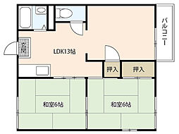 グラティアK 2LDKの間取図画像