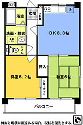 ラ・メール天応八番館 2DKの間取図画像