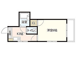 ロイヤルメゾン古江 1Kの間取図画像