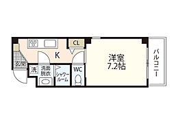LEDOME白島中町 1Kの間取図画像